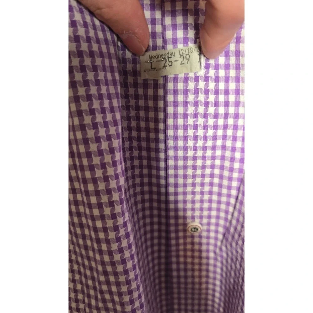 Robert‎ Graham Mens Shirt M Purple Micro Check Houndstooth Flip Cuff Button Up